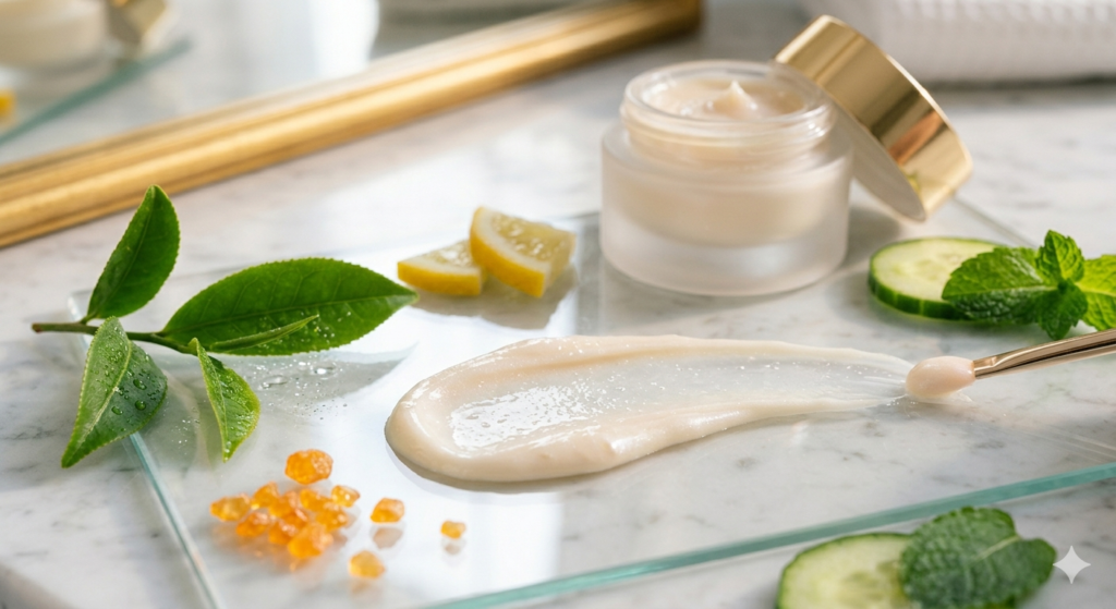 The concentrated texture of an effective cream for black rings under eyes.