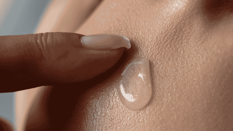 Thin layer of occlusive balm being applied over night moisturizer as final step for very dry skin