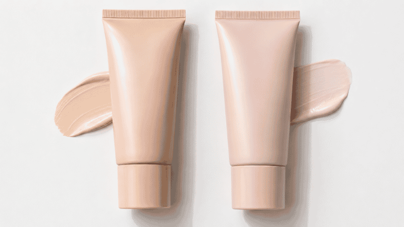 BB cream tube and CC cream tube placed side by side showing the two similar but different base makeup products