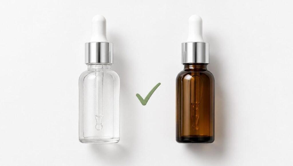 Niacinamide serum and retinol serum placed side by side showing they can be safely used together in a night routine