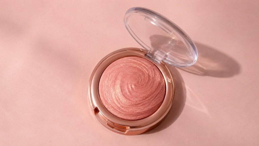 Milani Baked Blush in Luminoso compact showing warm peachy-rose shade as a Charlotte Tilbury Pillow Talk blush alternative