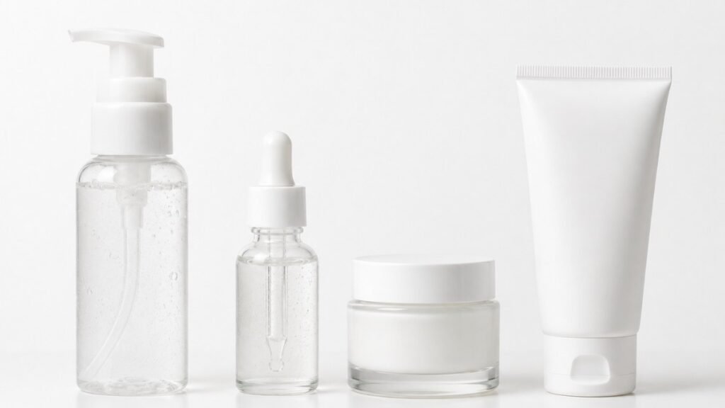 Three niacinamide serum bottles showing different concentrations — 2 percent 5 percent and 10 percent — for beginners to compare