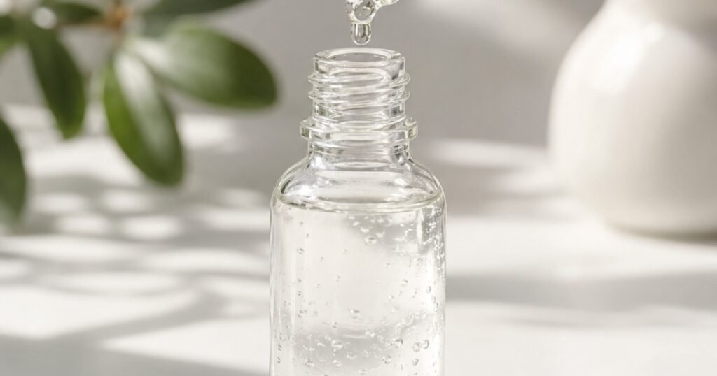 Niacinamide serum dropper bottle showing the key pore-minimizing skincare ingredient applied before moisturizer in a daily routine