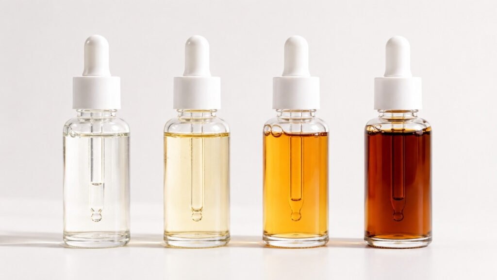 Vitamin C serum color changes from clear to dark brown as it oxidizes
